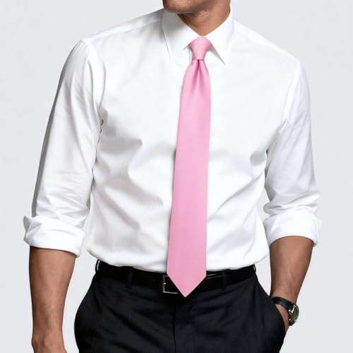 Image of Hi-Tie Men's Extra Long Solid Satin Tie Set 63 Inch /70 Inch Formal Necktie