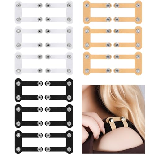 Yearntown 18 Pcs Bra Strap Hider Bra Strap Holders for Slipping Dress Retainers Clip to Hide Shoulder Keep in Place(Black, Gray, Skin Color)