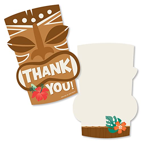 Image of Big Dot of Happiness Tropical Luau - Shaped Thank You Cards - Hawaiian Beach Party Thank You Note Cards with Envelopes - Set of 12