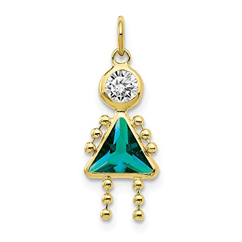 10K Yellow Gold December Girl Birthstone Charm Pendant #TOP12