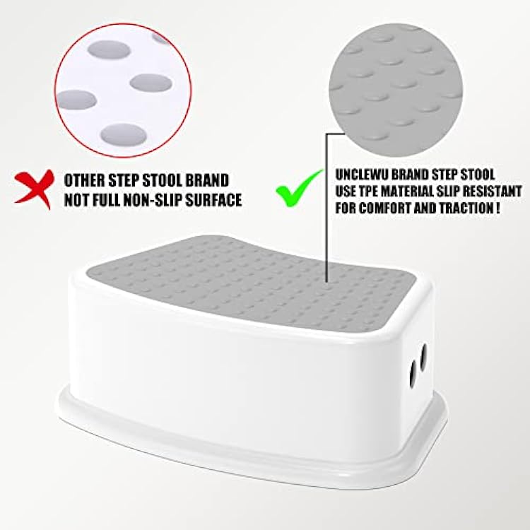 Step Stool for Kids (2 Pack) Toddler Potty Training Stool with Non-Slip Grip, Lightweight Step Up Stool for Bathroom, Kitchen, Bedroom, Toy Room & Living Room (Gray White)