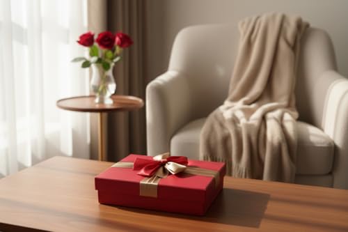 Boîte cadeau rigide rouge Emartbuy grand format 33,5 cm pour coffret