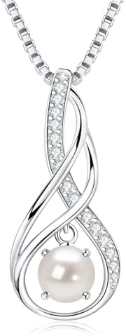 AINUOSHI Mothers Day Gifts Birthstone Necklace for Women Sterling Silver Genuine or Created Gemstone Dainty Infinity Pendant Necklace Fine Jewelry Anniversary Christmas Birthday Gifts for Wife