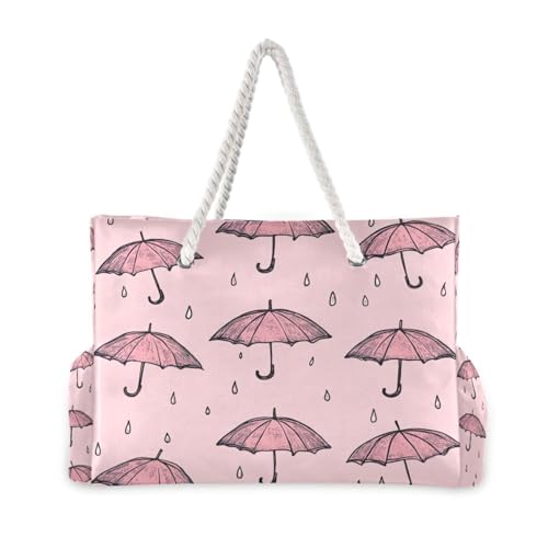 Umbrellas Beach Bag with Top Zipper Closure, Waterproof Pool Bag, Large Beach Tote for Women#1002