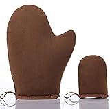 ❤ Aplic el aplicador de guante de bronceado con muñeca elástica antideslizante puede evitar que el guante se deslice de la mano. La zona del pulgar le da un control adicional para mantener el guante exactamente donde quieras, sin rotación.