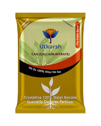 Utkarsh Calcium Nitrate (Ca(NO3) 2, 100% Water Soluble Fertilizer) (Foliar Spray Irrigation) for Healthy Flower & Fruit Growth, Enhances Cell Wall Strength (4.4 Kg; Pack of 1)