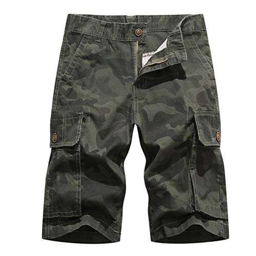LANBAOSI Men's Camouflage Cargo Shorts Multi-Pockets Military Half Pants