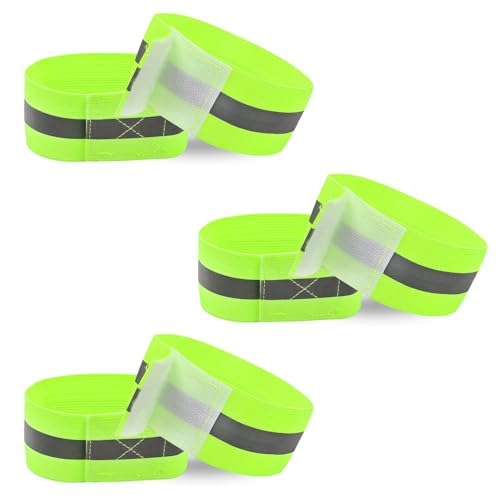 Pack de 6 Bandas Reflectante, Brazalete Reflectante, Muñequeras Reflectantes, Brazaletes de Alta Visibilidad para Seguridad, Bandas Reflectoras para Running, Ciclismo, Caminar, Actividades Nocturnas