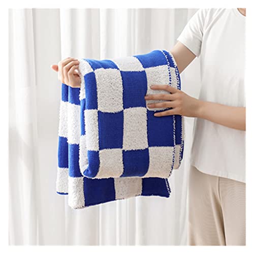 Angleterre Damier Couverture Plaid Couverture en polaire Couvre-lit Soft Cozy Classique Classic Clips Bureau Literie sur le canapé (Color : Blue, Size : 127x152 CM)