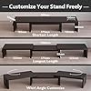 BONTEC Dual Monitor Stand Riser, Adjustable Length & Angle, Ergonomic Desk Organizer with Smartphone Holder, Extra Storage & Cable Management, Wooden Monitor Riser for Laptop, Printer & Monitor #3