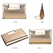 DETARA Clutch Purse for Women Fashion PU Leather Handbag Metal Grip Cut it out Clutch with Shoulder Strap (3062, Champagne)