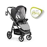 Hauck Kombi Kinderwagen mit Beindecke Saturn R / All Terrain / bis 25 kg / Wendbar / Höhenverstellbar / Kompakt Faltbar / Getränke Halter / Kompatibel mit separater Babywanne & Babyschale / Schwarz
