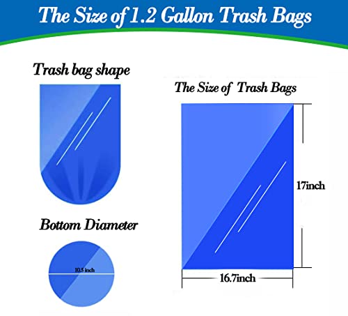 1.2 Gallon Small Garbage Bags,Trash Bag Bin Liners, 15-Liters Bin Bags Wastebasket Bags For Home Office Kitchen Trash Can,Bathroom,Bedroom 300 Counts 6 Color #TOP1