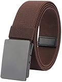 LionVII Elastische Gürtel für Herren Arbeit Nylon Canvas mit Metallschnalle 130cm (Kaffee)
