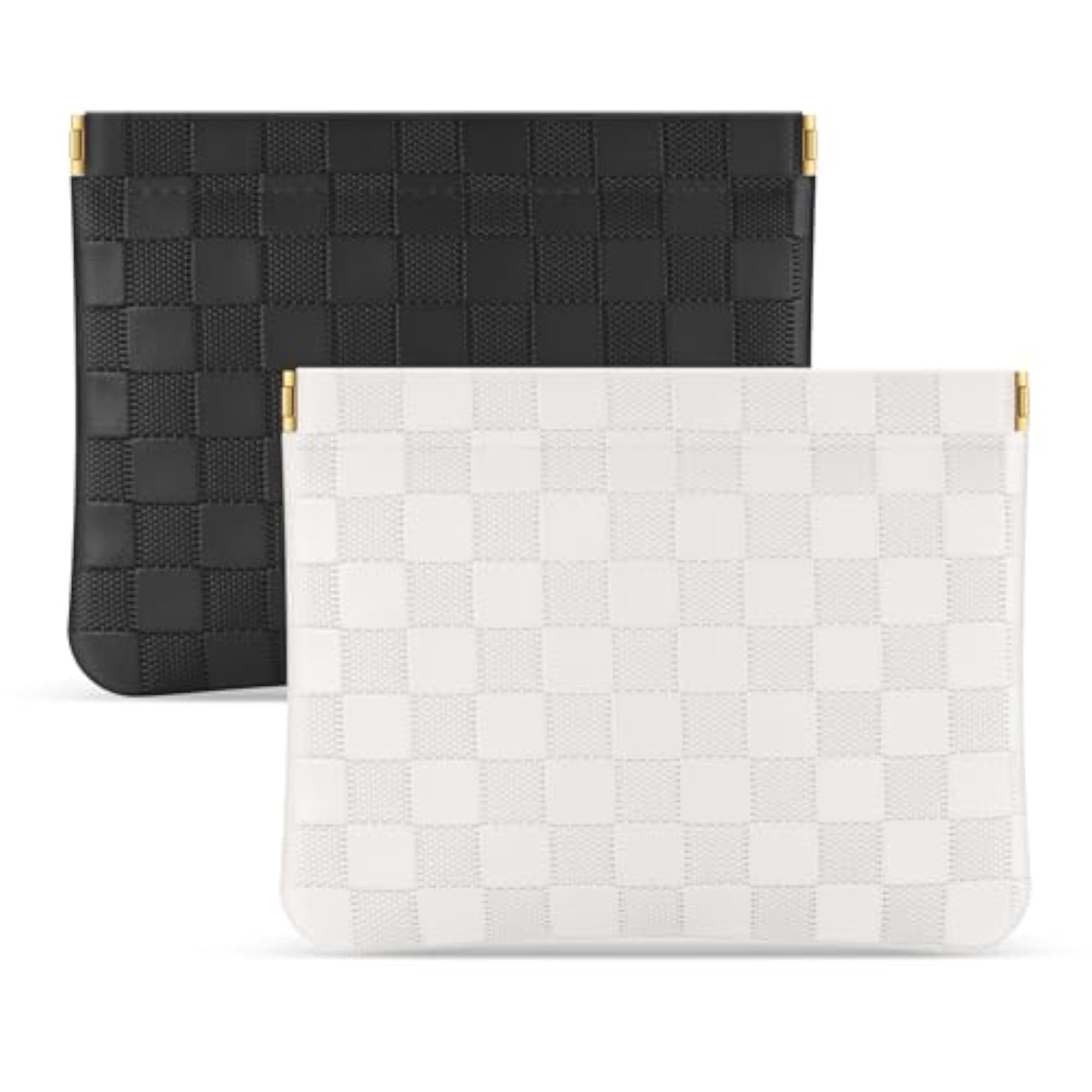 2PCS Checkered Pocket Cosmetic Bag Set for Women