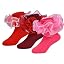 Ruffle Lace Socks for Girls - Red 3 Pairs