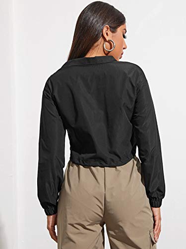 Floerns Women's Half Zip Long Sleeve Drawstring Hem Cropped Jacket Windbreaker2