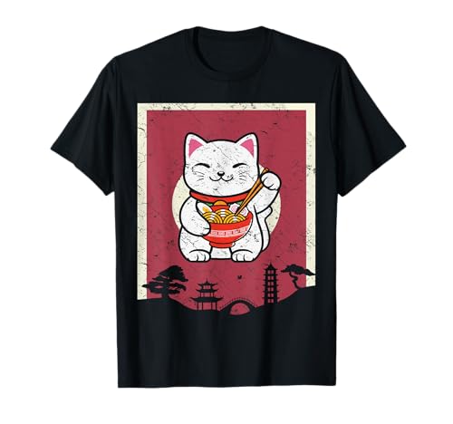 Cat Ramen Japanese Design For Men Women Kids Cat Ramen Camiseta
