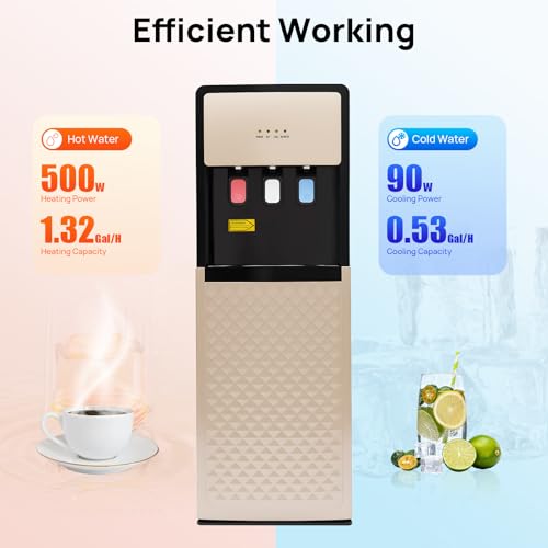 Image of Bottom Loading Water Cooler Dispenser for 3 Temperature Settings,Hot & Cold Standing Water Dispenser with Multiple Safety Features,Water Cooler for Home,Office,Apartment