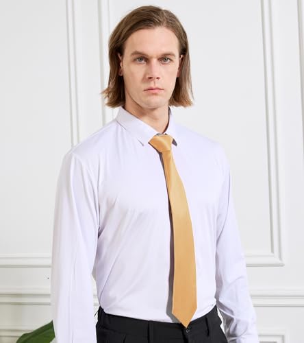 Image of KOOELLE Men's Ties Solid Pure Color Plain Neckties Formal Black Ties For Men