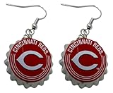 Pro Specialties Group MLB Bottle Cap Earrings, Small, Team Colors (Cincinnati Reds)