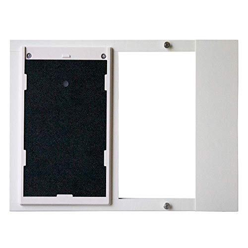 Dragon Pet Door For Sash Windows | Adjustable Window Insert With Double Flap System For Dogs And Cats | Energy Efficient Insulation | White, Large Flap, 34"-37" Window Width #TOP3