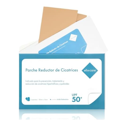 elix·care - 2 Parches Reductores de Cicatrices con Ácido Hialurónico [20x10 cm] - Tratamiento para Cicatrices y Queloides: Cesárea, Mamoplastia, Cirugías Estéticas o Generales