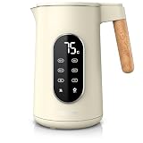 Arendo - Edelstahl Wasserkocher mit Temperatureinstellung 40-100°C - Doppelwand Design Cool Touch - Display im Gehäuse - Kabellos - 2200 W - 1,7L – Überhitzungsschutz – Warmhaltefunktion - BPA-frei