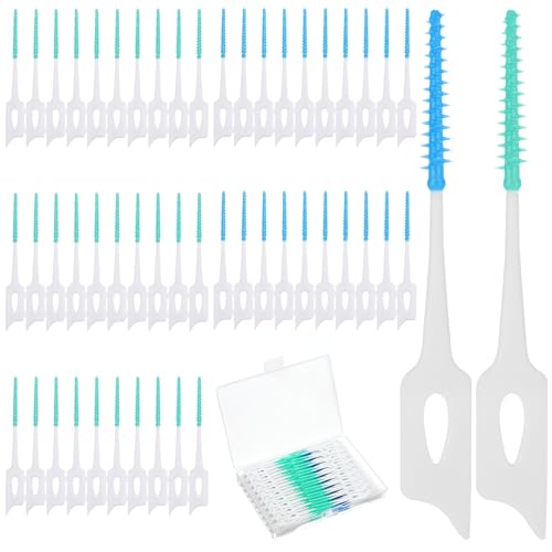 Ymapinc 300本 歯ぐまようじ 歯間ブラシ 使い捨て歯科用ピック 歯のクリーニングに効果的な歯のプロキサブリッシュ (グリーン200本, ブルー100本)