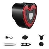 XAGMODSHN Intelligente Bremswarnungen, Rücklicht, Herzform, Laden, wetterfeste Rückleuchte, Fahrradausrüstung, wasserdichtes Fahrradlicht