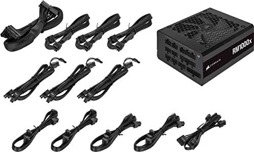 Corsair RM1000x 80 PLUS Gold Fully Modular ATX 1000 Watt Power Supply (135 mm Magnetic Levitation Fan, Wide Compatibility, Reliabile Japanese Capacitors, Extremely Fast Wake-from-Sleep) UK - Black