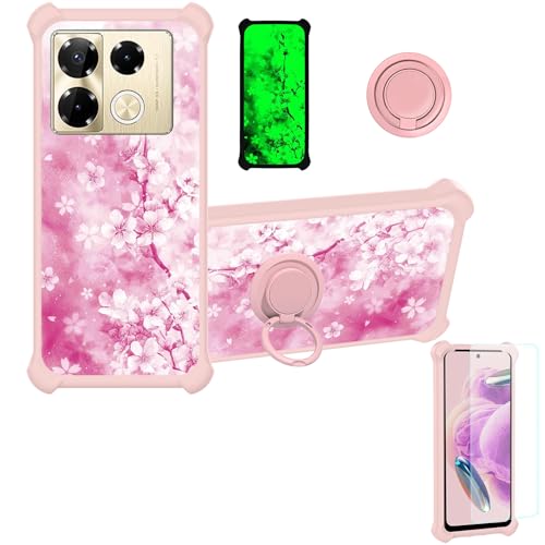 jioeuinly Case Compatible for Infinix Note 40 Pro 5g Phone Case Cover [with Tempered Glass Screen Protector][Hard PC + Soft Silicone][Ring Support] [Luminous Effect] YGF-MH