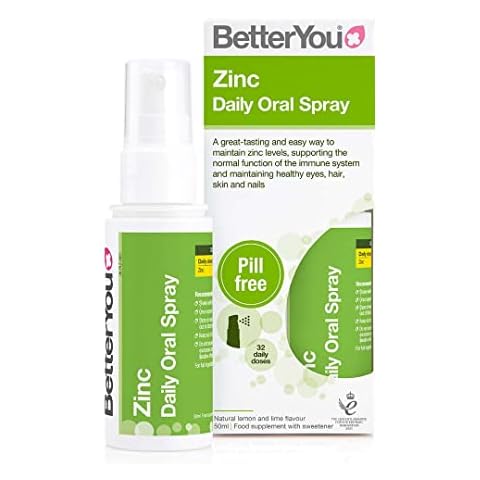 Zinc Daily Oral Spray, Pill-Free Zinc Supplement for Immune System Support, 1 Month Supply, Made in The UK by BetterYou, Natural Lemon and Lime Flavour, 50ml Cover