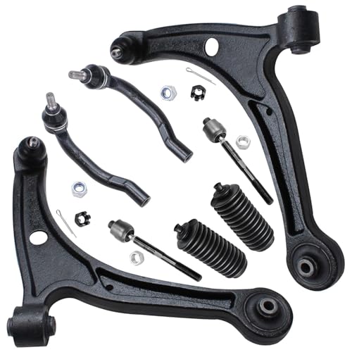 Image of Detroit Axle - Front Lower Control Arms Kit for 2003-2008 Honda Pilot, 2001-2006 MDX 2004 2005, 2 Lower Control Arms w /Ball Joints, 4 Inner & Outer Tie Rods, 2 Boots, Replacement
