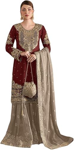 Ready to Wear Indian Pakistani Wedding Wear Palazzo Style Salwar Suit for Women.