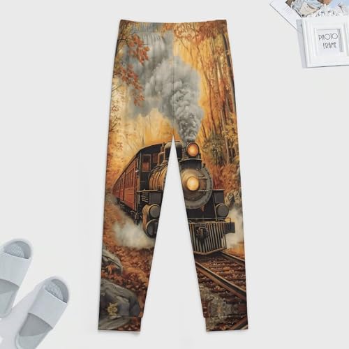 Vintage Steam Train Autumn Forests Men's Pajama Bottoms Sleep Lounge Soft Comfy Pants Sleepwear4