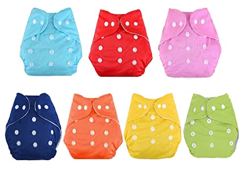Image of All-in-One Washable Baby Cloth Diaper Set Pocket Diaper - Freesize Adjustable, Washable and Reusable pocket cloth diaper for day time use (7 Diaper (No insert included))