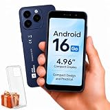 AGM Note N2 Compact Smartphone, Android 16 GO, 4.96" Display, Unlocked for AU Only 4G Cell Phone, Dual SIM, Lightweight One-Handed Mobile Phone, Expandable Storage, Blue