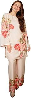 Crally Women's Gorgeous DIgital Rose Print Floral Cord Set| Elegant Rayon Coord Set For Women| Light Peach Cordinate Set Price In India