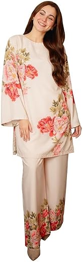 Crally Women's Gorgeous DIgital Rose Print Floral Cord Set| Elegant Rayon Coord Set For Women| Light Peach Cordinate Set