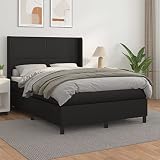 DYRJDJWIDHW Black 140x200 cm Bed Frame with Mattress, Adjustable Headboard, Pocket Spring Support, Premium Faux Leather, Complete Bed Set for Master Bedroom and Guest Room