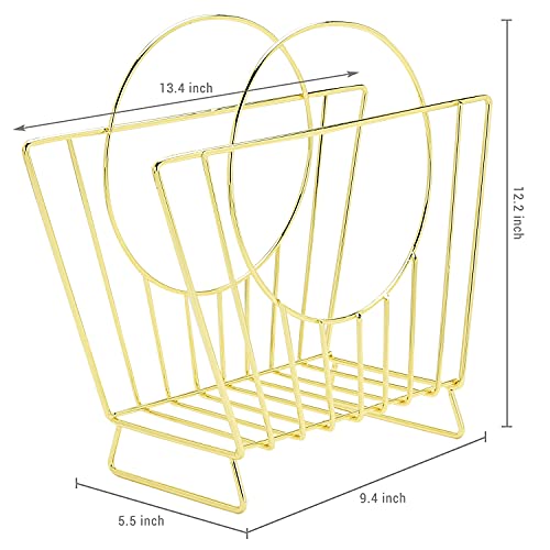 Mygift HOM2611BAS Mid-Century Brass Plated Metal Free Standing Magazine Holder Document File Rack thumb #3
