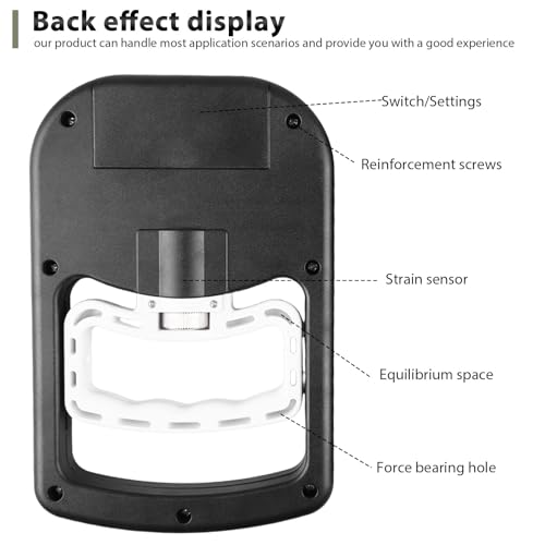 WIYETY Elektronischer Hand Dynamometer: 396lb/180Kg Griffkraft Messgerät, LED Display, USB-Ladekabel, Intelligent (Schwarz)