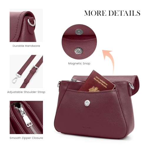 Image of befen Genuine Leather Saddle Crossbody Bags for Women with RFID Blocking, Small Flap Cross Body Purse Hangbags
