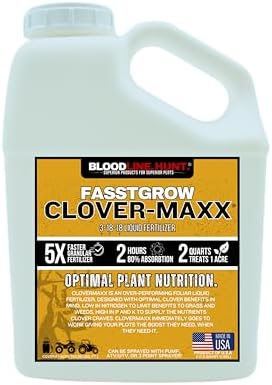 CloverMAXX Liquid Clover Fertilizer for Food Plots- 3-18-18 Foliar Application - Concentrated and Easy to Apply - 1/2 Gallon Covers 1 Acre - for Clovers, Alfalfa, and Other Legumes