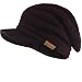 Mens Slouch Fleece Winter Visor Beanie Knit Cap Hat Oversized B319 (Claret-Black)