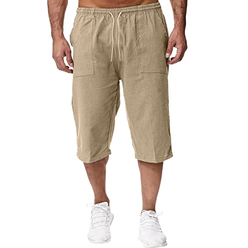 Générique Jogging Homme - Jogging Homme Large Confort Pantalon De Plage Respirant Pantalon Coupe Droite Chic Trousers Taille Elastique Décontracté Pantacourt Oversize Couleur Unie