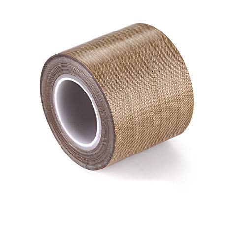 Image of PTFE Coated Fiberglass Telfon Tape,high Temperature Tape;Drying Mechanical Conveyor Belt; Welding Sealing Tape; -196℃ - +300℃ (Brown, 48mm x 12yards x 0.18mm)