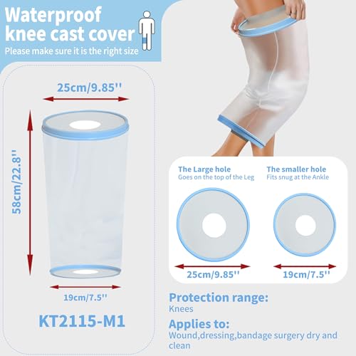 KEEFITT Knee Cast Cover for Shower Adult KT2115-M1, Waterproof Knee Shower Cast and Bandage Protector for Leg Watertight Protection to Knee Replacement Surgery, Wound, Incision Reusable - Thumbnail 2