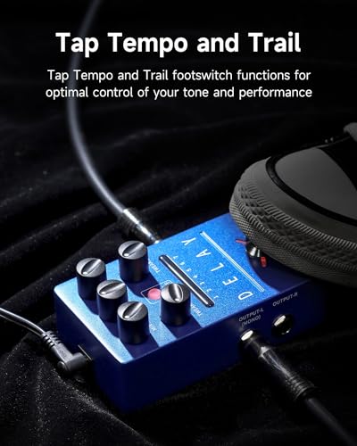 Image of FLAMMA FS03 Electric Guitar Delay Effects Pedal with Looper Stereo Digital Sound 6 Delay Effects Storable Preset Tap Tempo Trail On True Bypass for Pedal Boards
